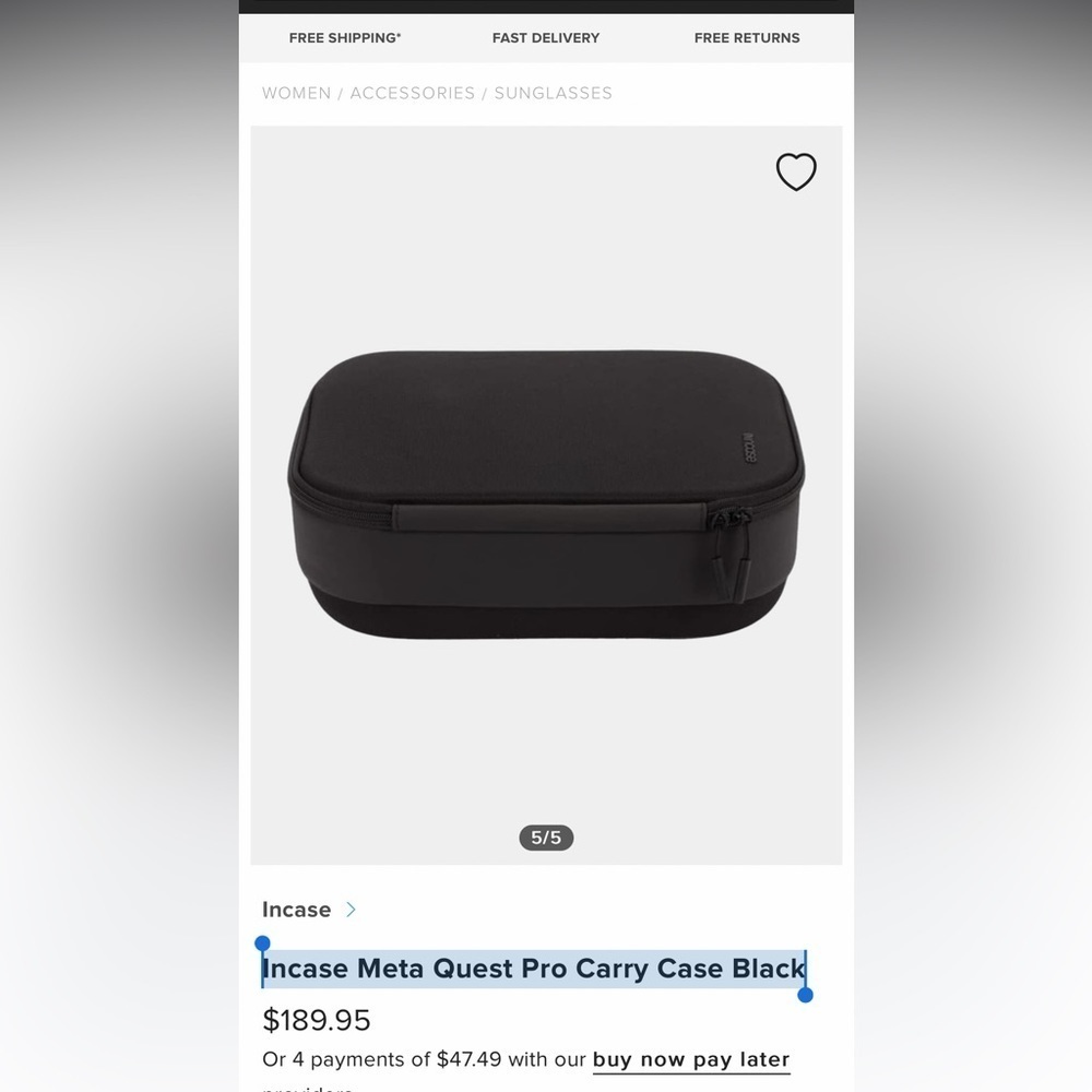 Incase Carry Case Meta Quest Pro Black Protection - Picture 13 of 14